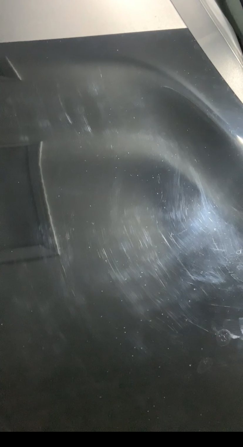Heavy swirls, cut and polished out, before